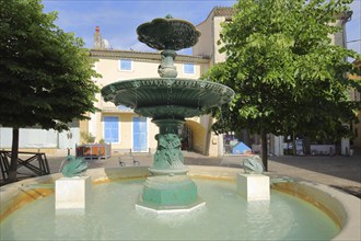 Ornamental fountain with two swan figures, Saint-Paul-Trois-Châteaux, Saint-Paul-Trois-Chateaux,