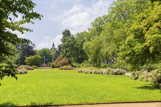 The rose garden is a landscaped garden on the banks of the Neustadt Elbe in Dresden. The rose