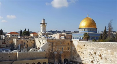 Sacred Western Wall Kotel in Jerusalem Old City known as Wailing Wall and Al Buraq Wall, AI