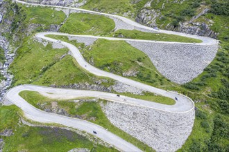 Historical road Tremola, mountain pass Sasso San Gotthardo, Switzeland