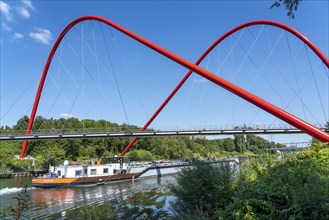 Nordsternpark, former site of the Nordstern colliery, double arch bridge over the Rhine-Herne Canal