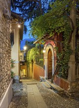 Narrow streets of Bellagio by night, Lake Como, Italy, Europe