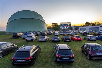 Drive-in cinema at Essen/Mülheim Airport Motor Movies, temporary film screening, at the WDL airship