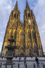 Cologne Cathedral, view of the west façade, on the north tower one of the rare occasions almost