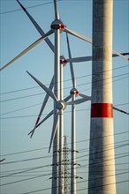 Wind farm near Bad Wünnenberg, Ostwestfalen Lippe, along the A44 motorway, North Rhine-Westphalia,