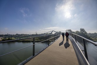 New bridge over the Rhine-Herne Canal and the Emscher, leap over the Emscher, bicycle and