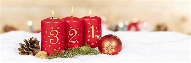 Third 3rd Advent with candle Christmas decoration Christmas card for Christmas time Banner with