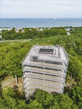 Aerial view, drone photo treetop walk, Baltic resort Heringsdorf, Usedom Island,