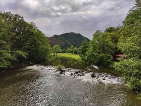 The River Our, Gemünd an der Our, border river between Germany and Luxembourg, Southern Eifel