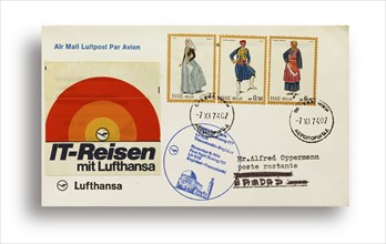 First flight letter, first flight cover, Lufthansa first flight LH608 with Boeing 727 from