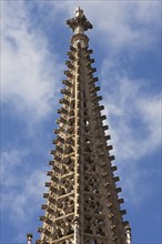 Spire, 1859-1869, from St Peter's Cathedral, Regensburg, Upper Palatinate. Bavaria, Germany, Europe