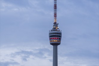 Stuttgart TV tower lights up in the national colours of black, red and gold for the 2024 European