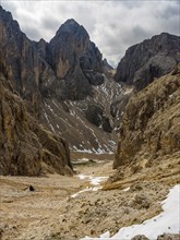 Descent into the Grassleitenkessel, rose garden, Dolomites, South Tyrol, Italy, Europe