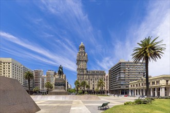 Uruguay, Montevideo Independence Square in historic city center, a famous tourism attraction, South