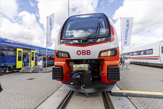 KISS multiple unit, EMU from Stadler. ÖBB passenger transport. InnoTrans 2024. international trade