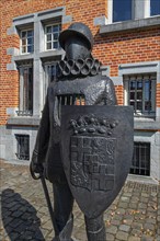 Sculpture, statue De Reckheimer by sculptor Julia Berger in the village Oud-Rekem near Lanaken,