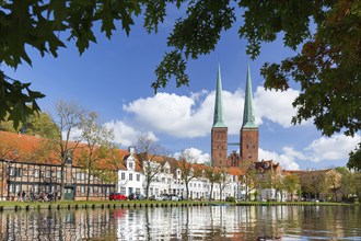 Lübeck Cathedral, Dom zu Lübeck, Lübecker Dom along the river Trave in the Hanseatic town Luebeck,