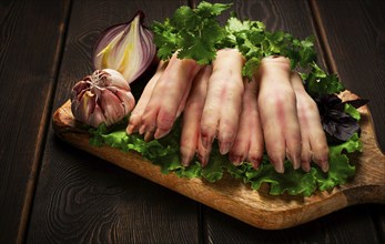 Raw, pig's feet, young piglet, piglet's hooves