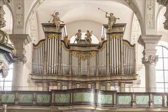 Interior with church organ of the Catholic Church of St Maximilian, Maxkirche, state capital