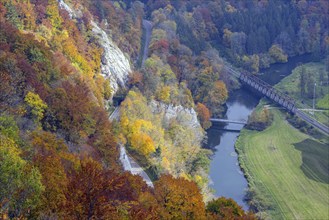 View from the Rauher Stein viewpoint into the upper Danube valley, Upper Danube nature park Park,