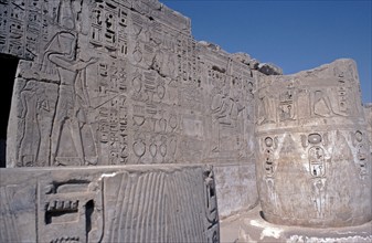 Reliefs, Holy of Holies, Medinet Habu, Thebes-West, Luxor, Nile Valley, Egypt, September 1989,