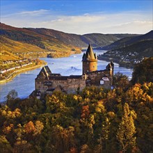 Stahleck Castle, hilltop castle overlooking the Rhine, Bacharach, UNESCO World Heritage Upper