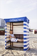 Elderly tourist on the island of Borkum, 21.07.2024