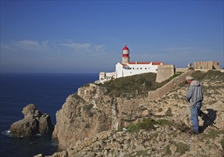 The lighthouse directly on the Cabo de Sao Vicente in the Algarve at the most south-westerly point