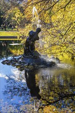 Hercules Fountain in the Burggarten pond, Vienna, Austria, Europe