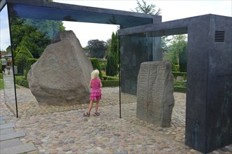 Carved Runestones, 10th century, World Heritage Site, Jelling Stones, Jelling, Jutland, Denmark,