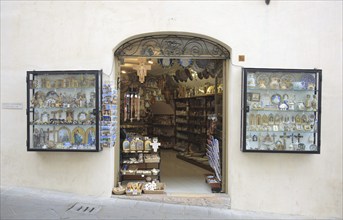 Devotalia and souvenir shop in Assisi, Umbria, Italy, Europe