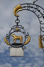 Nose sign of the Hotel Goldenes Lamm, Hauptstraße 45, Rottweil, Baden-Württtemberg, Germany, Europe