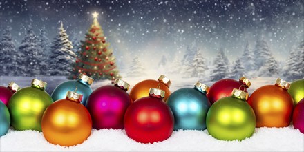 Christmas decoration with Christmas tree Christmas card panorama and text free space Copyspace