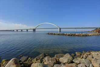 Fehmarnsund Bridge, connects the island of Fehmarn in the Baltic Sea with the mainland near