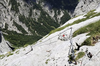 The Eggersteig in Tyrol, well-known hiking route and via ferrata in the Kaiser Mountains (Wilder