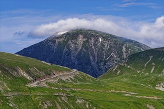 View of the mountains of the Transylvanian Alps in the southern Carpathians from a height in the