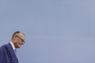 Friedrich Merz, CDU party chairman, at the Federal Press Conference on the consequences of Solingen