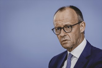 Friedrich Merz, CDU party chairman, at the Federal Press Conference on the consequences of Solingen