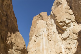 White canyon with yellow rocks, sunny day. Egypt, desert, the Sinai Peninsula, Nuweiba, Dahab