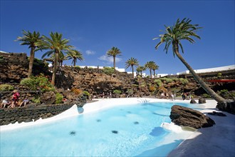 Pool landscape, Jameos del Agua art and cultural site, designed by artist César Manrique,