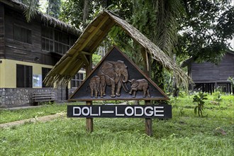 Sign at Doli Lodge, Bayanga, Sangha-Mbaéré Prefecture, Central African Republic, Africa