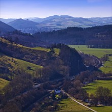 View from the Calvary into the Lower Diemel Valley, Marsberg, Sauerland, North Rhine-Westphalia,