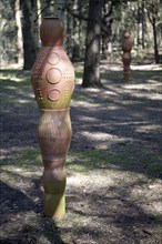 'Neolithic, Bronze, Iron, Romano, Saxon', terracotta pots art work along the Sailor's Path footpath