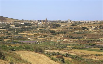 Rural landscape view from Zebbug towards Gharb, Gozo, Malta, Europe