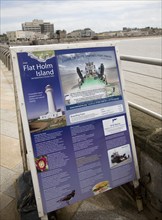 Information board for boat trips to Flat Holm island, Weston super Mare, Somerset, England, United