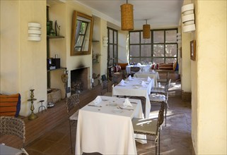 Tables in a dining room, Dar al Hossoun hotel, Taroudant, Morocco, Sous Valley, Morocco, north