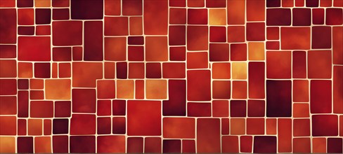 Abstract composition of an array of interlocking orange squares, AI generated