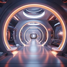 3d rendering of architecture visualization of a futuristic passageway, AI generated