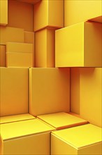 Abstract background composed of overlapping rectangles in various shades of yellow, AI generated