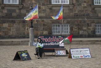 Vigil, demonstration for peace in front of Danish parliament, Copenhagen, Denmark, Europe